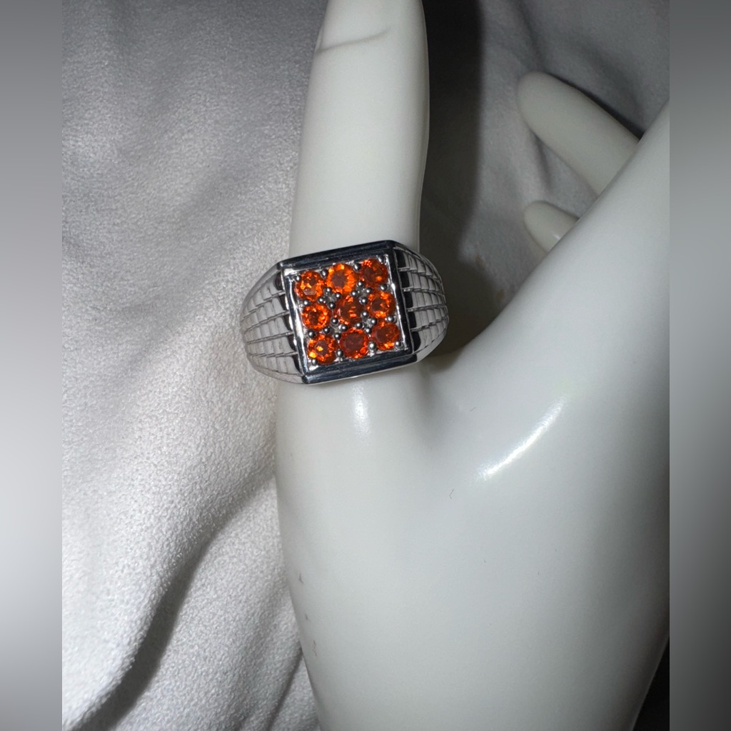 Vintage Men's Crimson Sterling Fire Opal Ring, Size 10